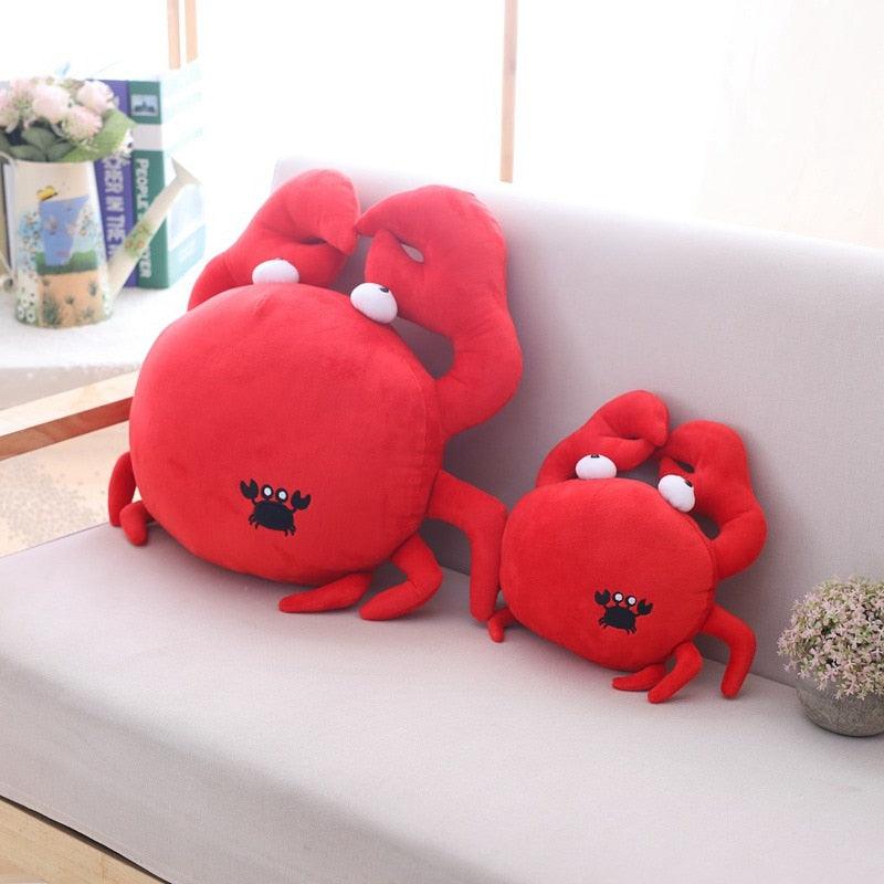12" - 19.5" Kawaii Funny Crab Plush Pillow, Crabe Rouge Doux Animal de Dessin Animaux en Peluche