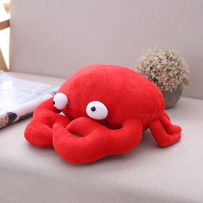 12" - 19.5" Kawaii Funny Crab Plush Pillow, Crabe Rouge Doux Animal de Dessin Animaux en Peluche